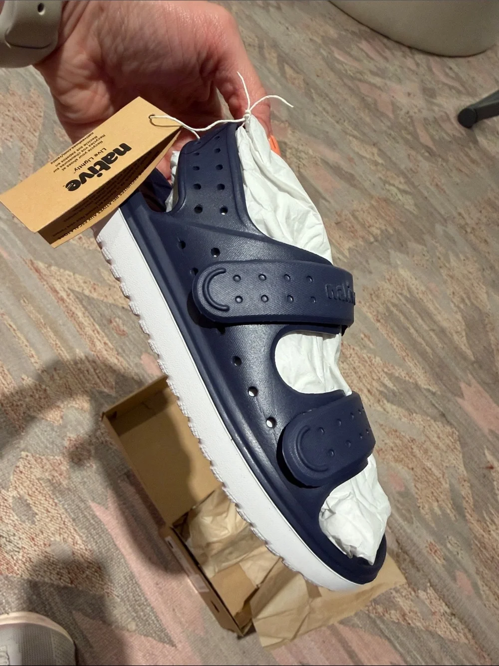 NWT Native- Kids Chase Navy Water Sandals - Regatta Blue/Shell White - Size: C13